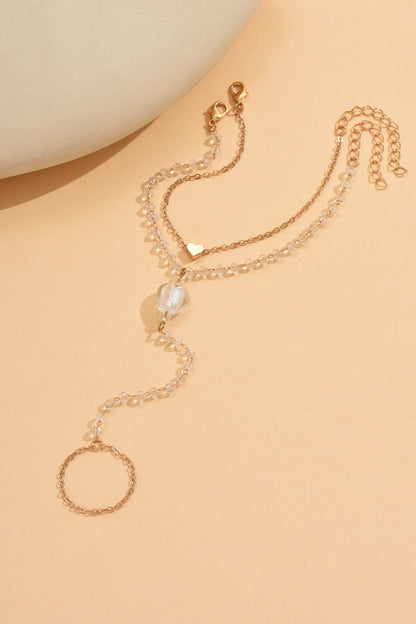 Minimalist Heart Pendant Finger Bracelet