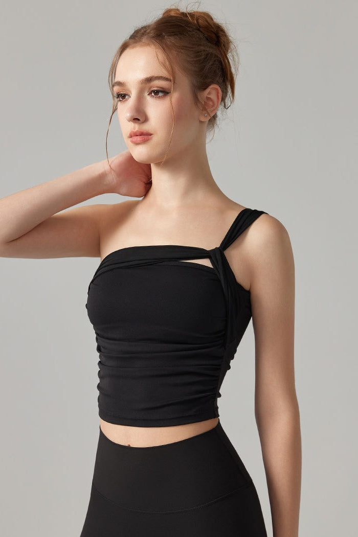 Romantic Single Shoulder Corset Bodycon Crop Top