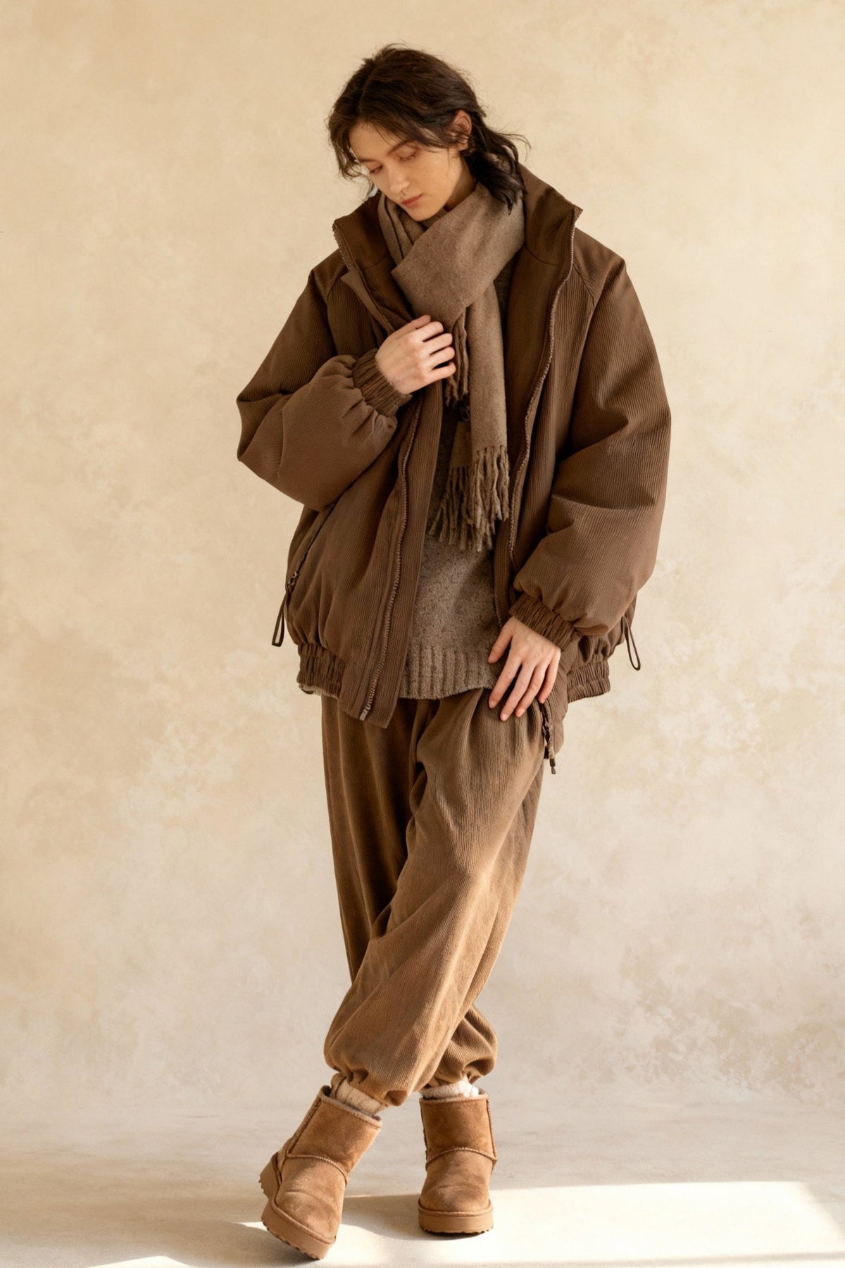 Ribbed High Neck Jacket