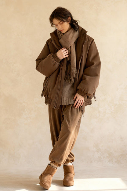 Ribbed High Neck Jacket