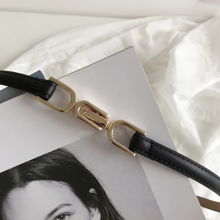 Slim Double Buckle Narrow Belt
