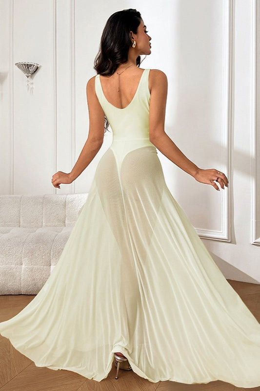 Sheer A-Line Maxi Birthday Dress