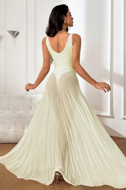 Sheer A-Line Maxi Birthday Dress