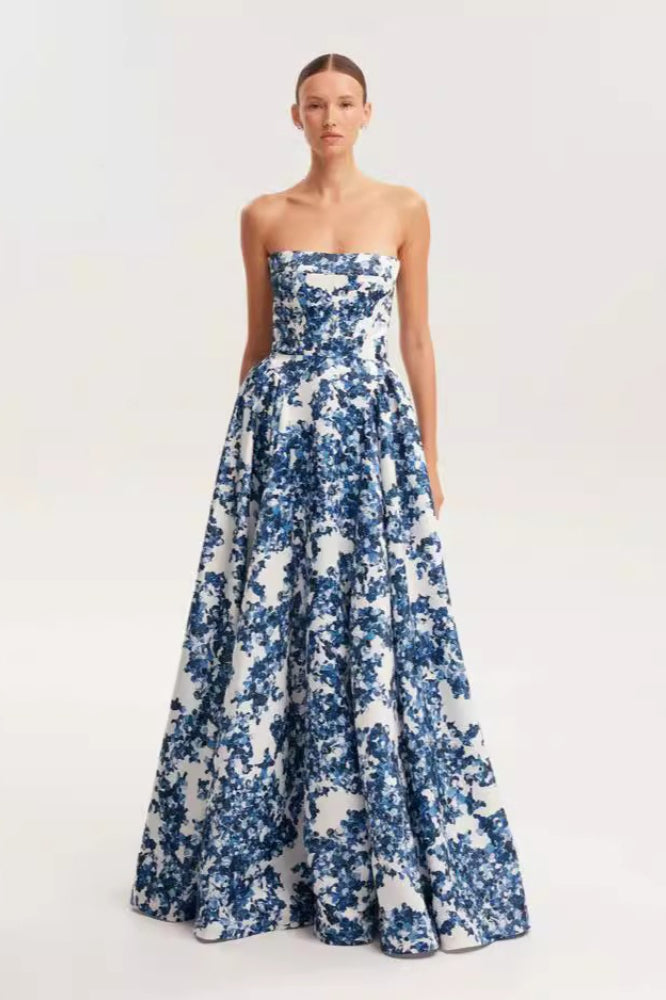 Structured Off Shoulder Maxi Prom Dress