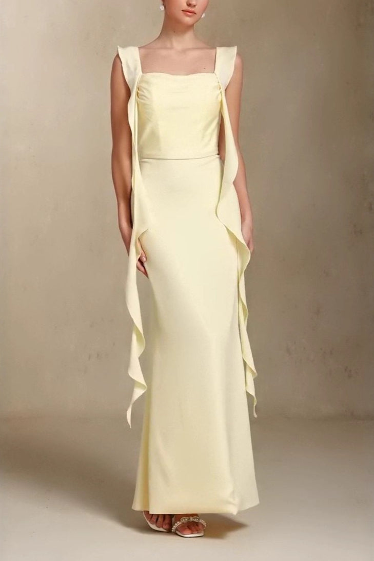 Elegant U Neck Sash Maxi Mermaid Prom Dress