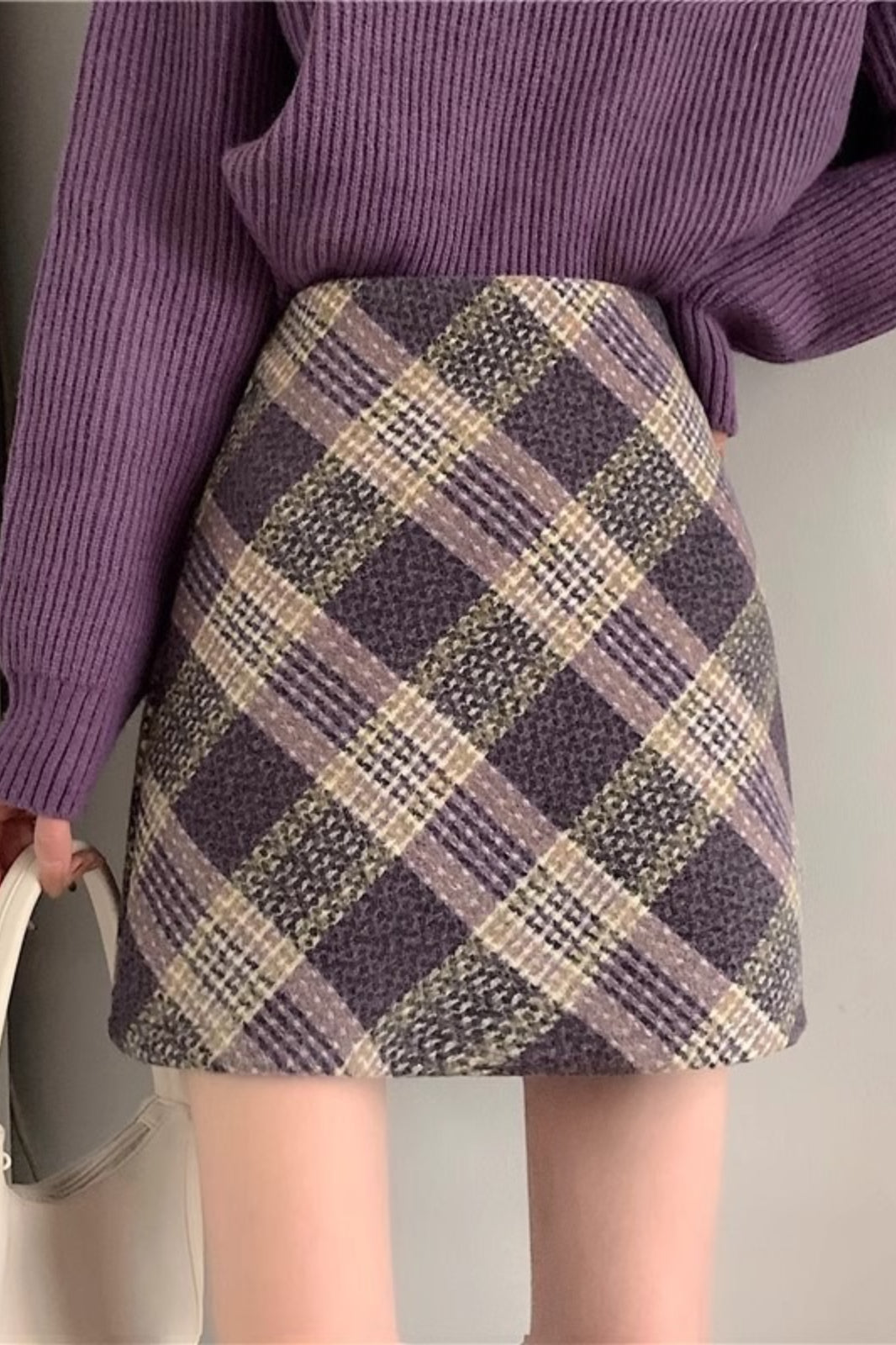 Winter Tartan High Waist Skirt
