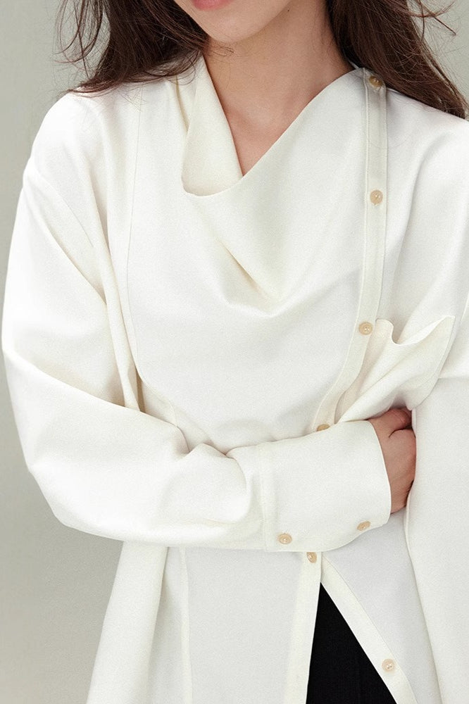 Vintage Relaxed Draped Neck Blouse