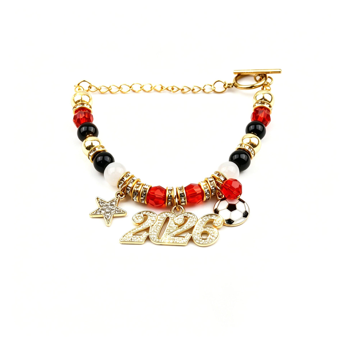 2026 USA-Canada-Mexico World Cup Crystal Beaded Fan Bracelet