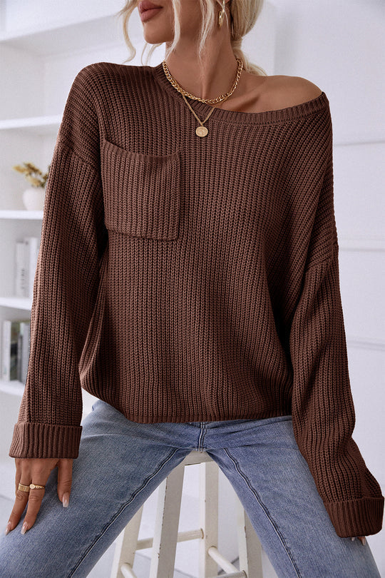 Pocket Oversized Knitted Pullover Sweater