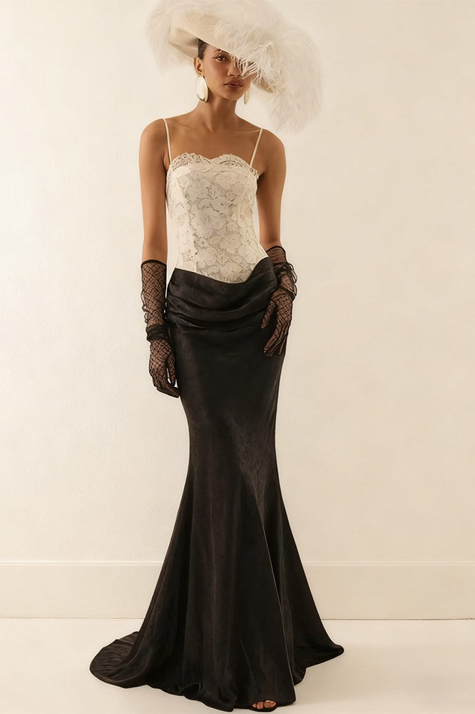 Lace Satin Mermaid Prom Dress