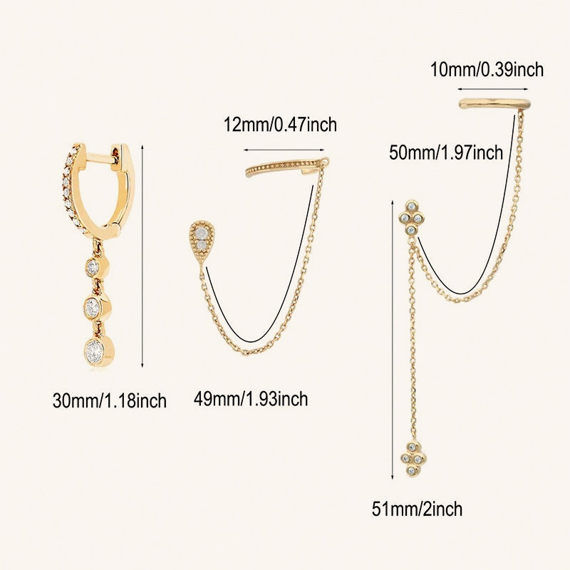 Double Piercing Fringe Drop Earrings