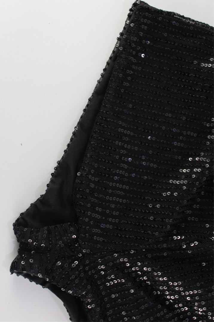 Glitter Tube Top Skinny Two Piece Shorts Set