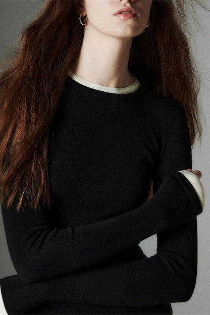 Color Block Multi Collar Knit Top