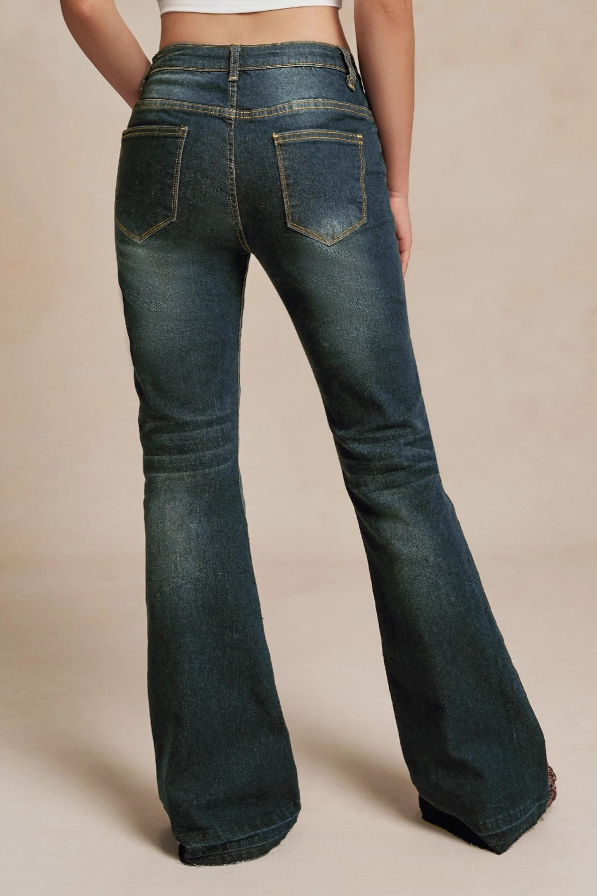 Vintage Low Waist Micro Flare Slim Fit Versatile Jeans