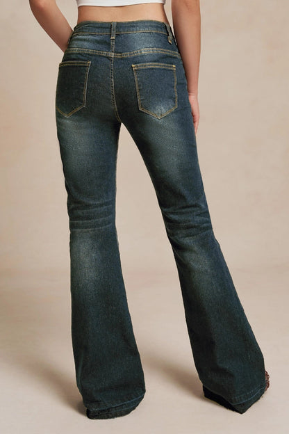 Vintage Low Waist Micro Flare Slim Fit Versatile Jeans