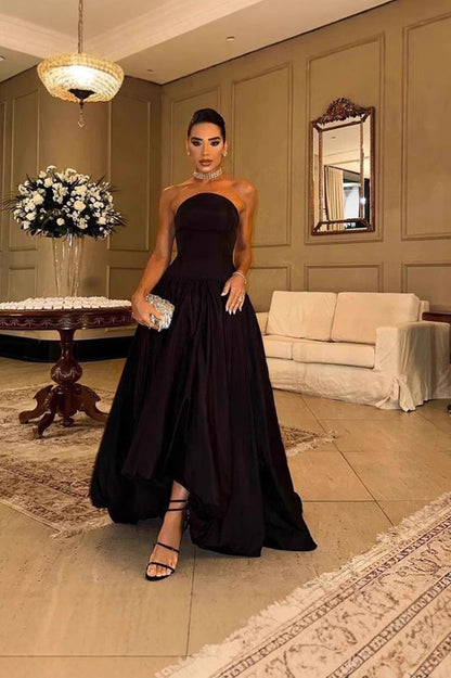 Luxe Solid Strapless Slip Prom Dress