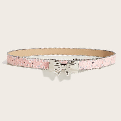 Denim Butterfly Buckle Beaded Statement Belt