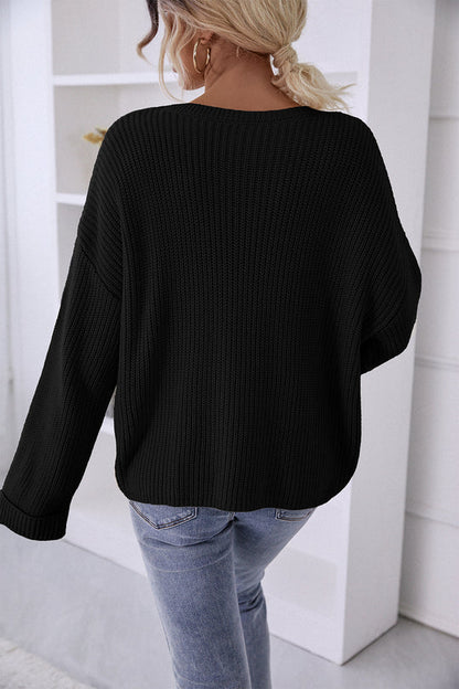 Pocket Oversized Knitted Pullover Sweater