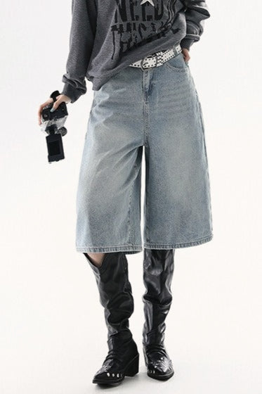 High Waist Cropped Wide Leg Vintage Jeans