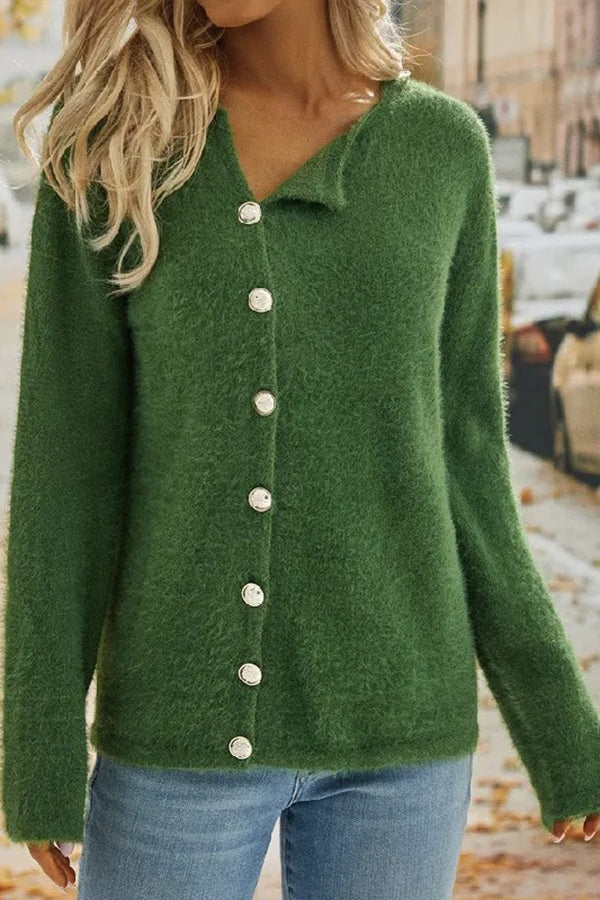 Solid Color Single-breasted Sweater Cardigan