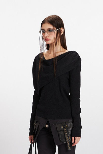 Cowl Neck Chic Fitted Knit Top