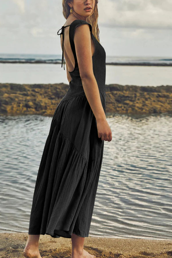 FEMININE FRILLS SMOCKED MAXI DRESS