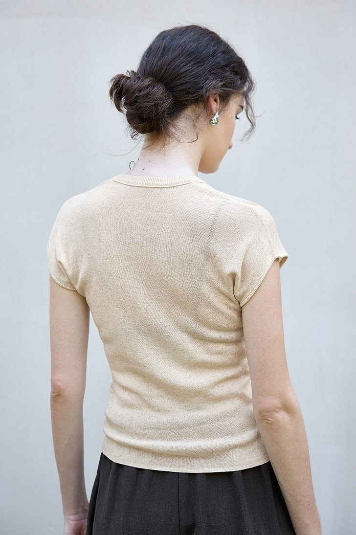 Textured Lyocell Linen Knit Top