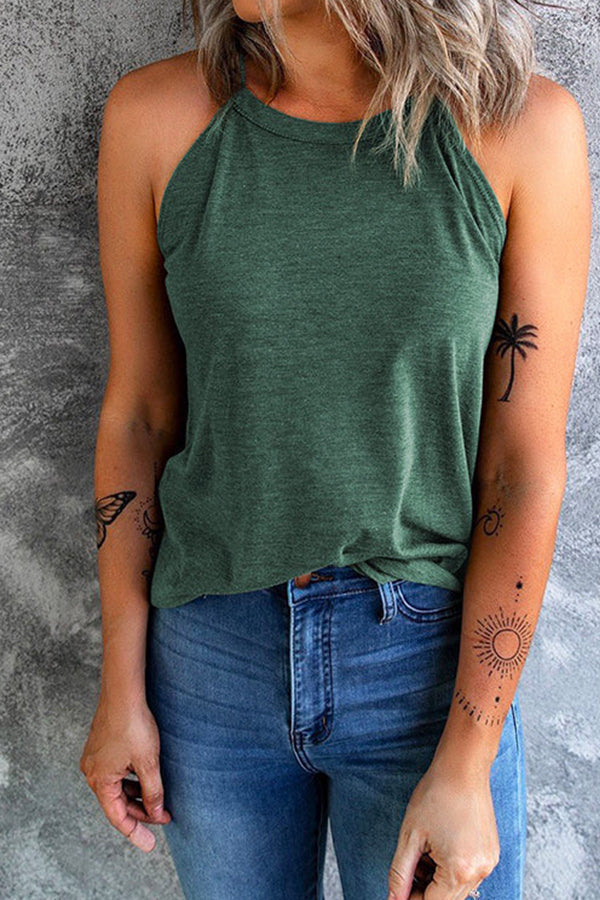 Solid Crewneck Summer Cami Top
