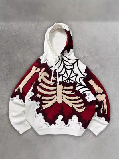 Gothic 3D Skeleton Print Hoodie