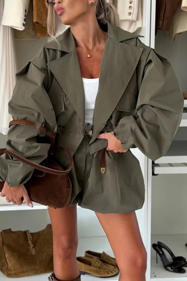 Fashion Style High Rise Elastic Waist Pocketed Bloomer Shorts