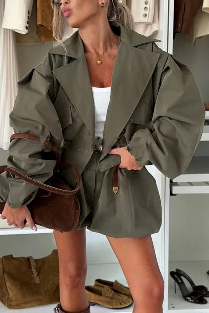 Fashion Style High Rise Elastic Waist Pocketed Bloomer Shorts