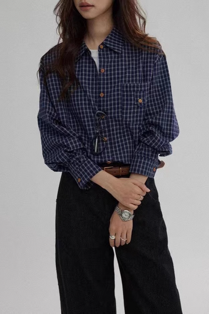 Plaid Relaxed Fit Versatile Premium Elegance Blouse