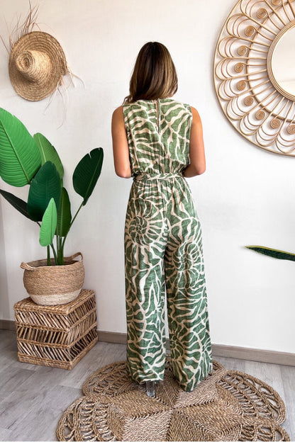 Summer Suit Swirl Print Sleeveless Jumpsuit