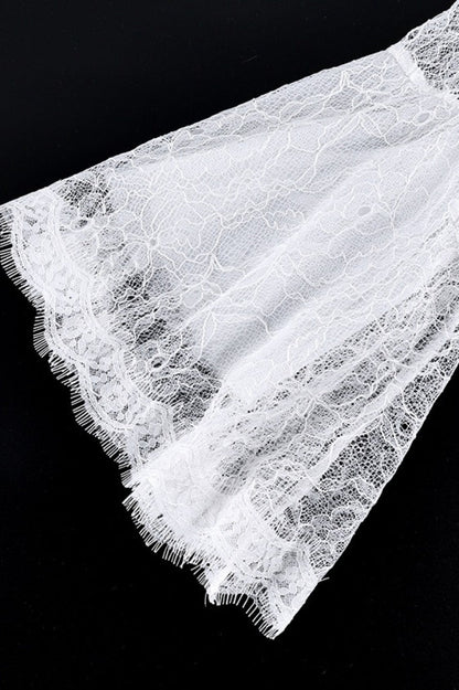 Lace Flounce Collar Ruffled Sleeve Sexy Blouse