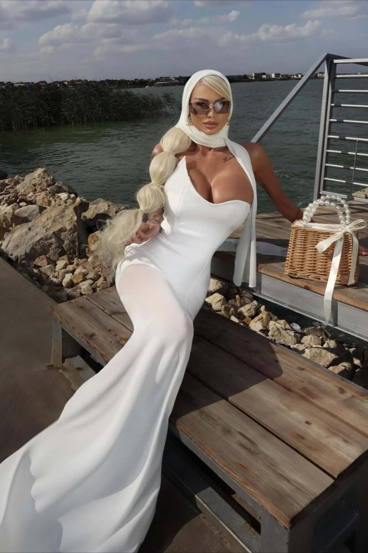 Bandage Mesh Strapless Prom Dress