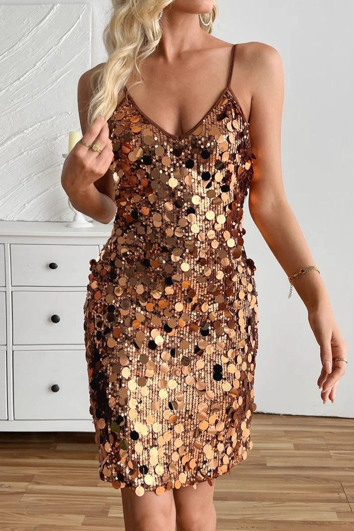 Large Sequin Sleeveless Cami Sequin Dress