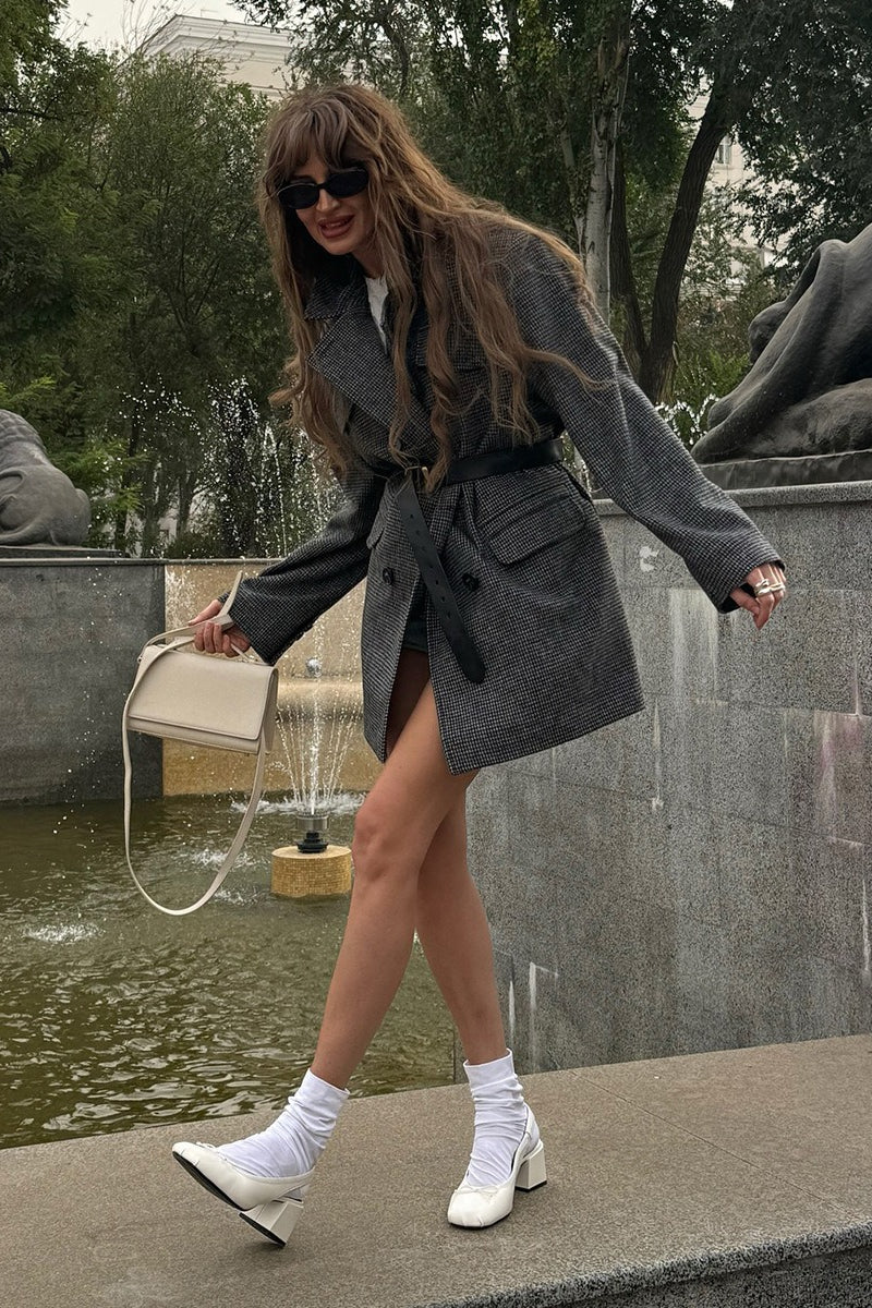 Structured Double Breasted Tweed Coat