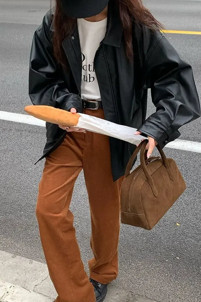 PU Leather Oversized Biker Jacket