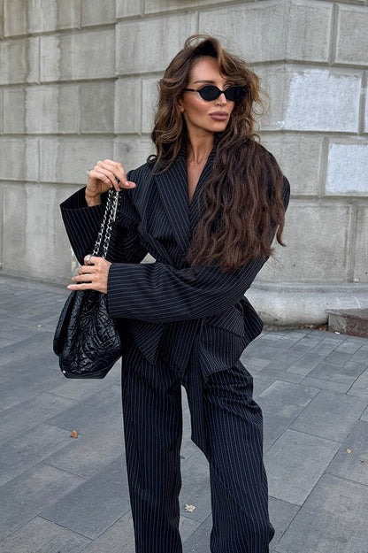 Longline Structured Two Piece Blazer Pants Set