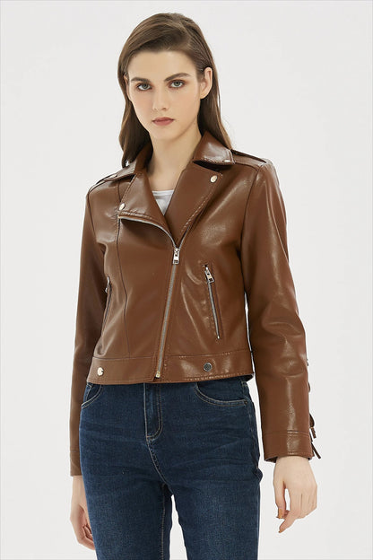 Faux Leather Tassel Biker Jacket