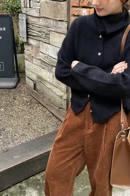 Fine Rib Single Breasted Cardigan