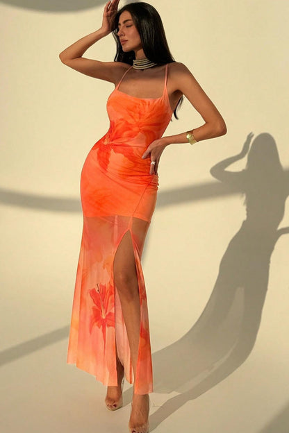 Sexy Mesh Sheer Strap Vacation Dress