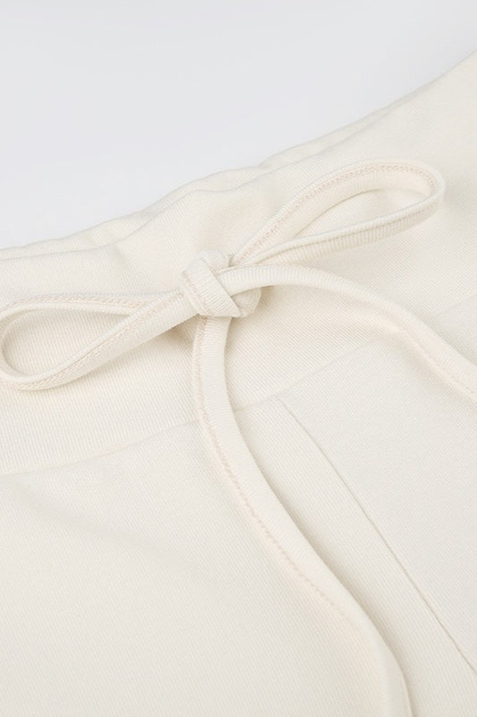 Roll Waist Solid Color Low Rise Knit Pants
