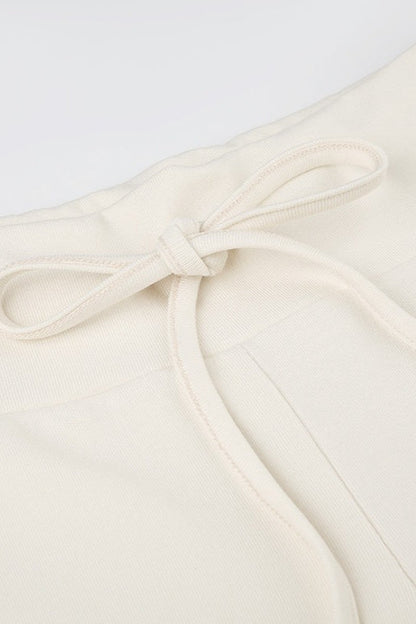 Roll Waist Solid Color Low Rise Knit Pants