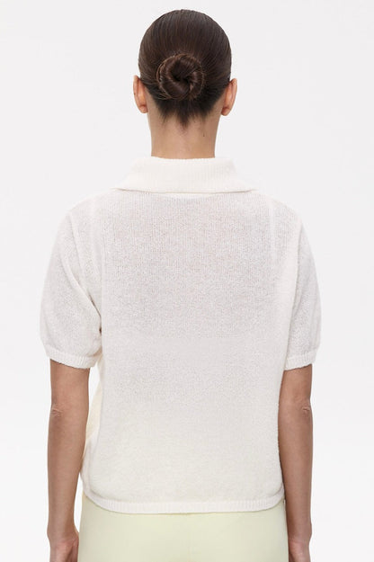 Hollow Out Polo Knit Sweater