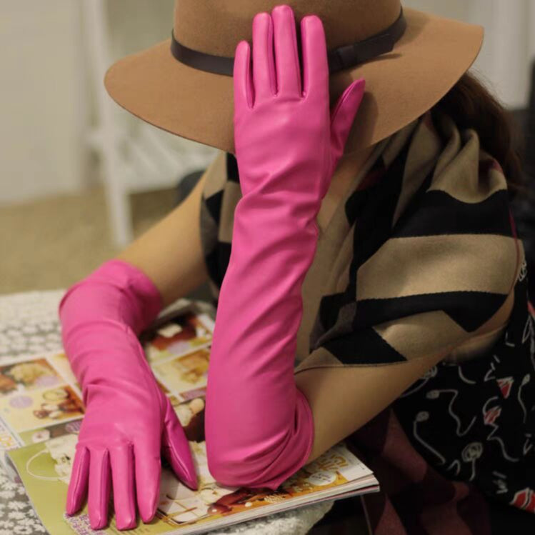 Long Opera Faux Leather Cosplay Evening Gloves
