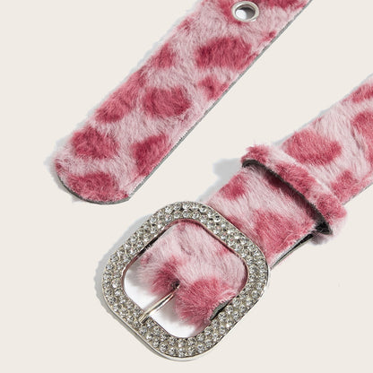Leopard Soft Fabric Faux Fur Wide Belt