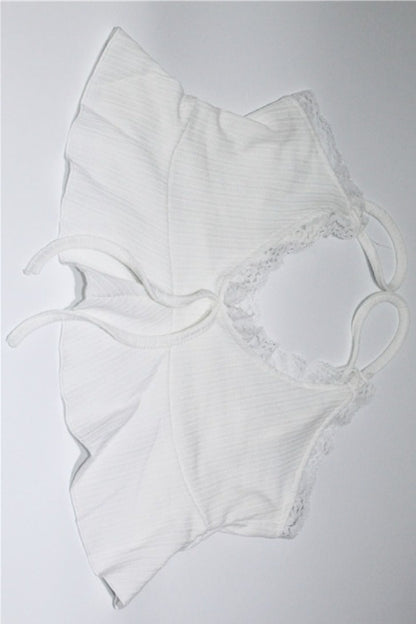 Lace Ruffle Hem Cami Lounge Shorts Set
