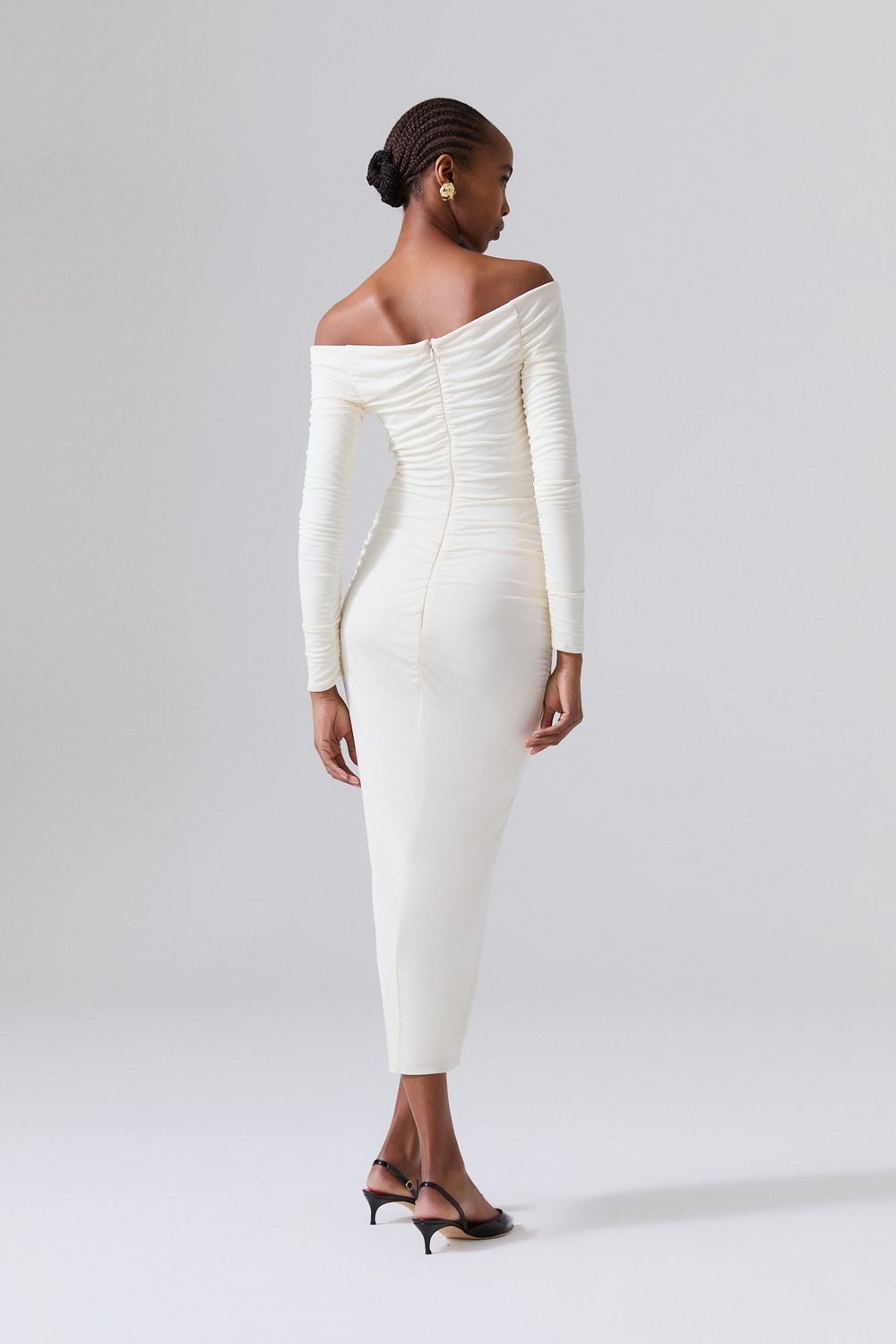 Plunging Strapless Ruched Reception Dress