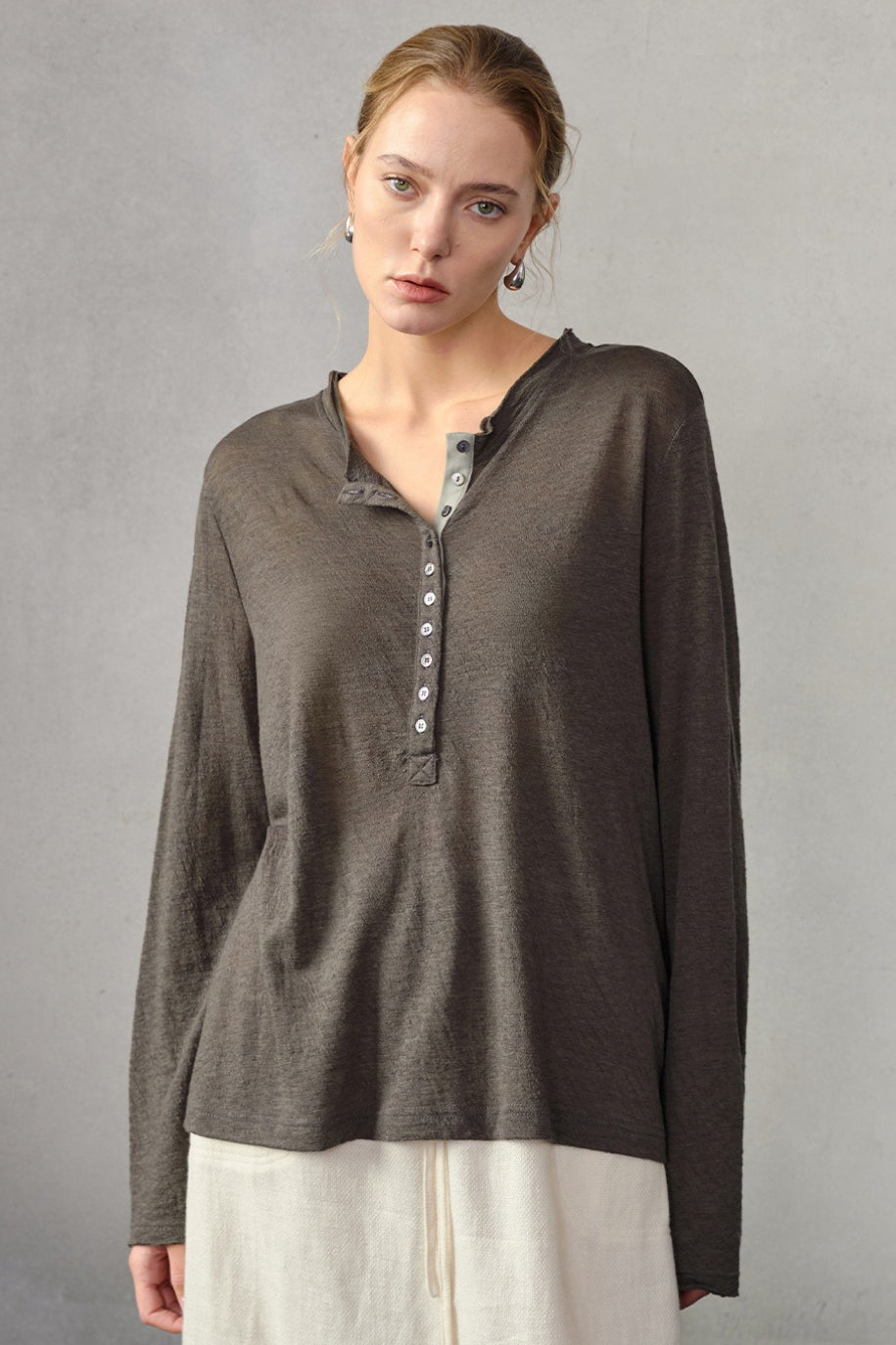 Color Block Placket Knit Top